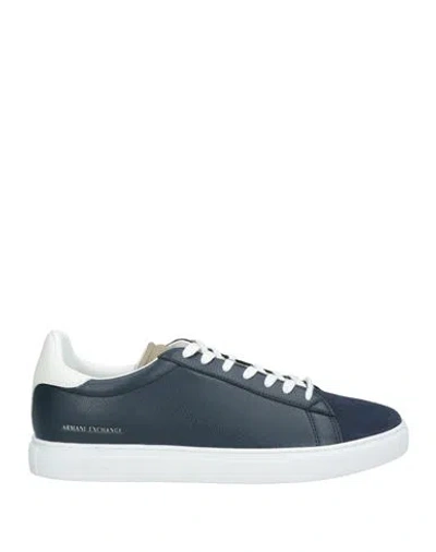 Armani Exchange Man Sneakers Midnight Blue Size 10 Cow Leather