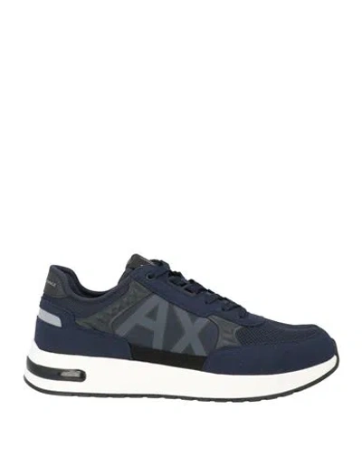 Armani Exchange Man Sneakers Midnight Blue Size 8 Polyester, Polyurethane, Thermoplastic Polyurethan In Brown