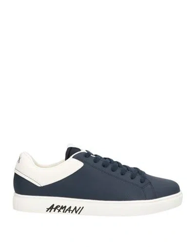 Armani Exchange Man Sneakers Midnight Blue Size 9 Cow Leather