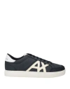 Armani Exchange Man Sneakers Midnight Blue Size 13 Polyester, Polyurethane Coated In Blue