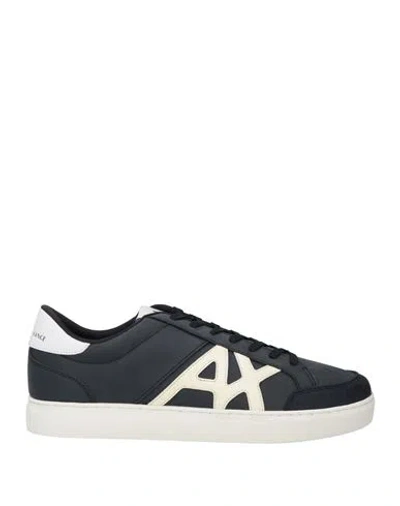 Armani Exchange Man Sneakers Midnight Blue Size 13 Polyester, Polyurethane Coated