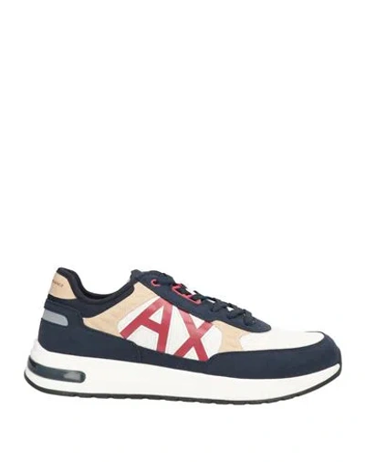 Armani Exchange Man Sneakers Midnight Blue Size 9 Textile Fibers In Multi