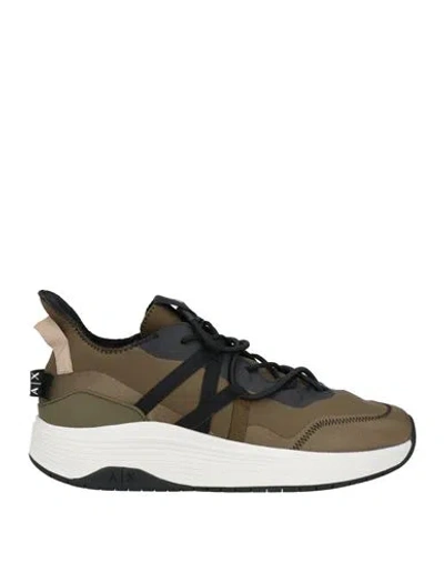Armani Exchange Man Sneakers Military Green Size 8 Polyamide, Elastane, Polyester