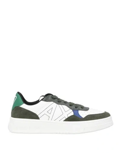 Armani Exchange Man Sneakers Military Green Size 9 Cow Leather, Polyester, Polyurethane