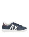 Armani Exchange Man Sneakers Navy Blue Size 8 Leather