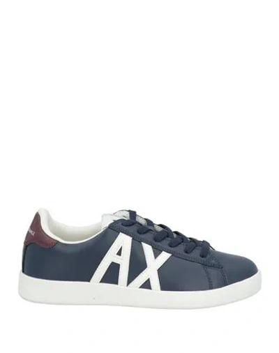 Armani Exchange Man Sneakers Navy Blue Size 8 Leather