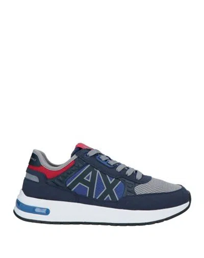 Armani Exchange Man Sneakers Navy Size 12 Polyester, Polyurethane, Thermoplastic Polyurethane In Blue