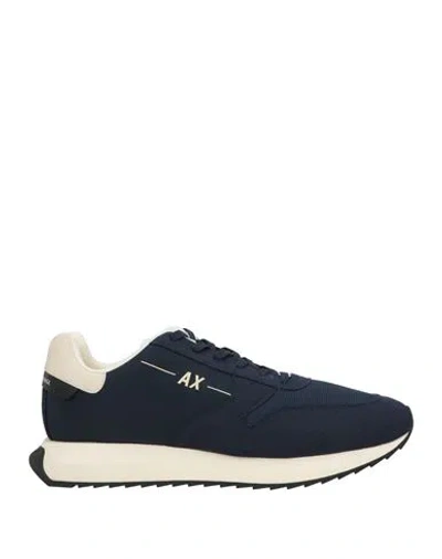 Armani Exchange Man Sneakers Navy Size 7.5 Polyamide, Elastane, Polyurethane, Thermoplastic Polyuret In Blue