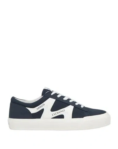 Armani Exchange Man Sneakers Navy Size 8 Polyester, Elastane, Polyamide In Blue