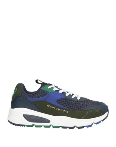 Armani Exchange Logo-debossed Panelled Mesh Sneakers In Navy