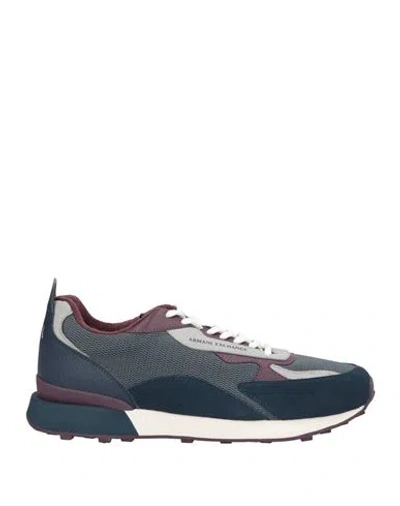 Armani Exchange Man Sneakers Navy Size 9 Leather, Textile Fibers In Blue