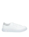 Armani Exchange Mens Leather Tennis Shoes With Aop Detail In Off White