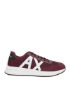 Armani Exchange Man Sneakers Plum Size 9 Polyester, Polyurethane, Leather In Purple