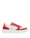 Armani Exchange Embroidered-logo Low-top Sneakers In Red