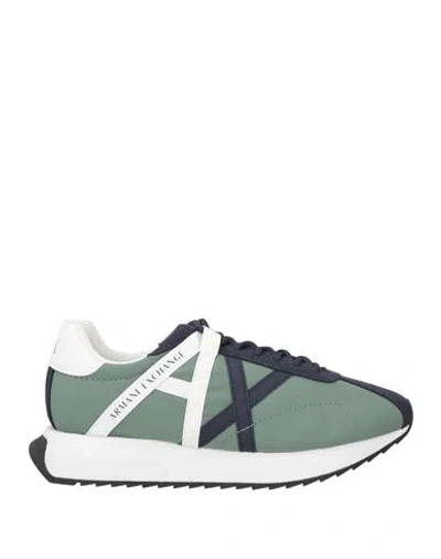 Armani Exchange Man Sneakers Sage Green Size 8.5 Polyamide, Elastane, Polyurethane