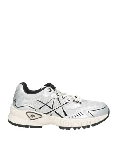 Armani Exchange Man Sneakers Silver Size 9 Textile Fibers