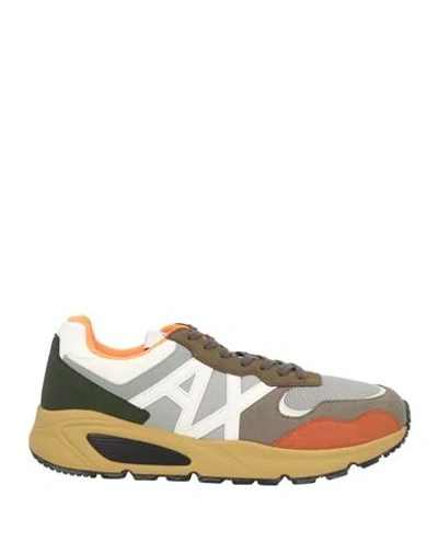 Armani Exchange Man Sneakers Taupe Size 10 Polyurethane, Polyester In Multi