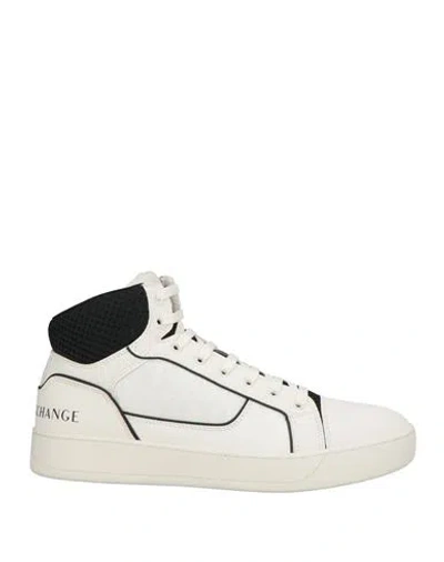 Armani Exchange Man Sneakers White Size 8.5 Polyester, Polyurethane Coated, Polyamide