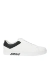 Armani Exchange Man Sneakers White Size 12 Cow Leather In Weiss