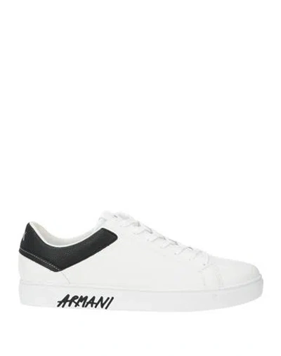 Armani Exchange Man Sneakers White Size 12 Cow Leather In White