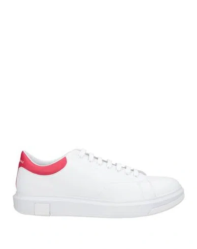 Armani Exchange Man Sneakers White Size 13 Cow Leather In Multi
