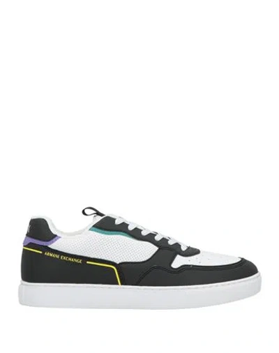 Armani Exchange Man Sneakers White Size 6 Polyester, Polyurethane In Black