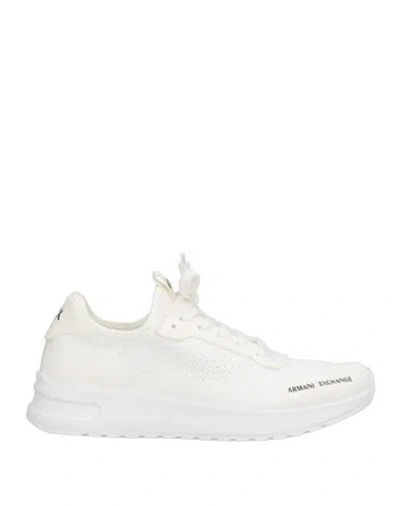 Armani Exchange Man Sneakers White Size 9 Polyester, Polyurethane