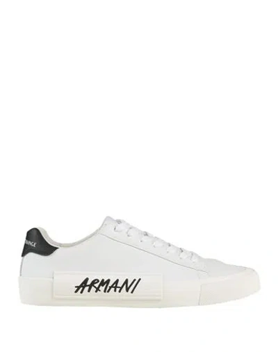 Armani Exchange Man Sneakers White Size 9 Polyester, Polyurethane Coated
