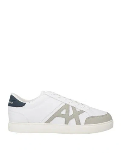 Armani Exchange Man Sneakers White Size 9 Polyester, Polyurethane Coated