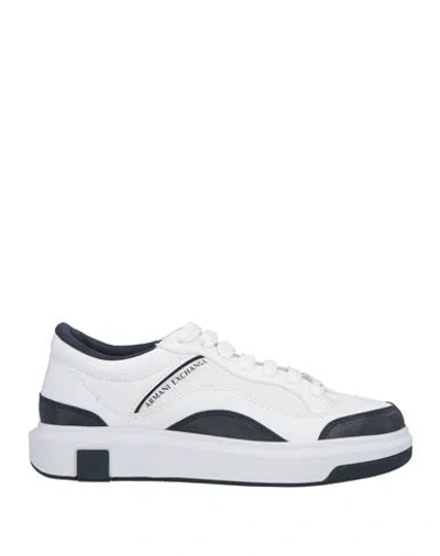 Armani Exchange Man Sneakers White Size 9 Polyurethane, Polyester