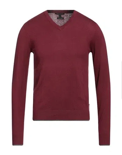 Armani Exchange Man Sweater Brick Red Size S Cotton, Cashmere, Polyamide, Elastane In Burgundy