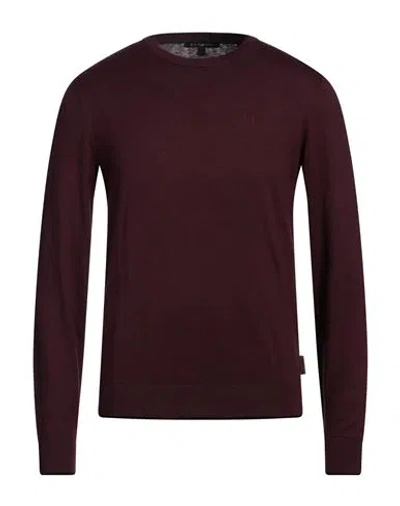 Armani Exchange Man Sweater Burgundy Size L Cotton, Cashmere, Polyamide, Elastane In Red