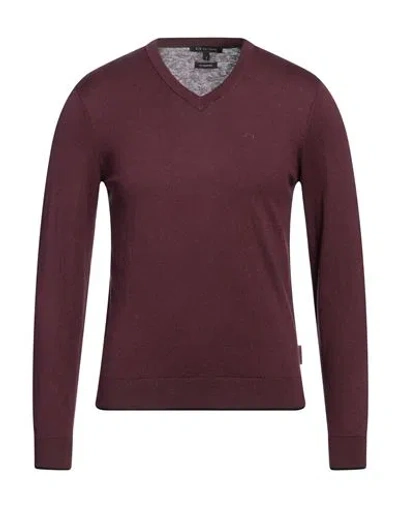 Armani Exchange Man Sweater Burgundy Size S Cotton, Cashmere, Polyamide, Elastane In Red