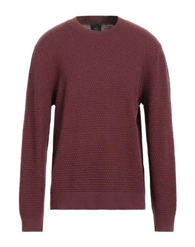 Armani Exchange Man Sweater Burgundy Size L Cotton In Red