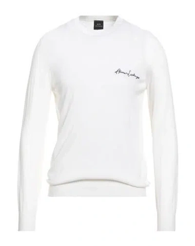Armani Exchange Man Sweater Ivory Size L Acrylic, Virgin Wool In White