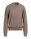 Armani Exchange Man Sweater Khaki Size Xxl Cotton, Cashmere, Polyamide, Elastane In Gray