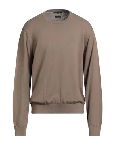 Armani Exchange Man Sweater Khaki Size Xxl Cotton, Cashmere, Polyamide, Elastane In Gray