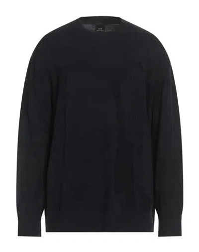 Armani Exchange Man Sweater Midnight Blue Size Xxl Cotton In Black