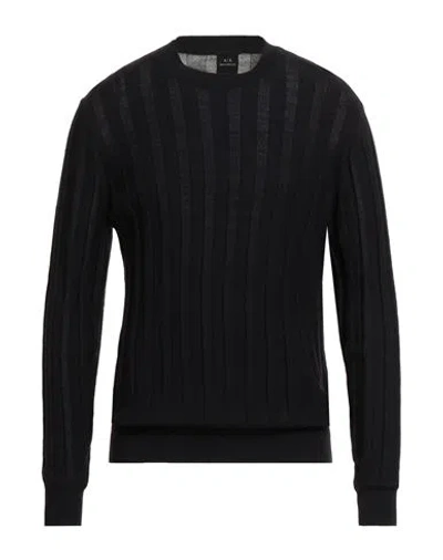 Armani Exchange Man Sweater Navy Size L Virgin Wool, Acrylic, Polyamide, Elastane In Blue