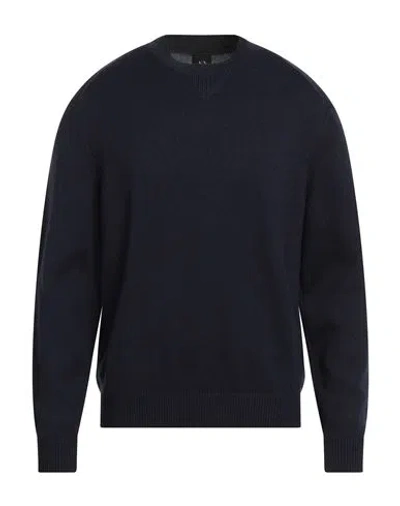 Armani Exchange Man Sweater Navy Size M Cotton, Acrylic, Virgin Wool In Blue