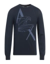 Armani Exchange Man Sweater Navy Size S Acrylic, Virgin Wool, Elastane In Blue
