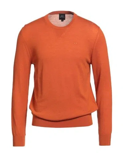 Armani Exchange Man Sweater Orange Size L Virgin Wool, Wool