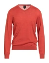 Armani Exchange Man Sweater Rust Size L Virgin Wool In Orange