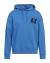 Armani Exchange Man Sweatshirt Azure Size L Cotton, Elastane In Blue
