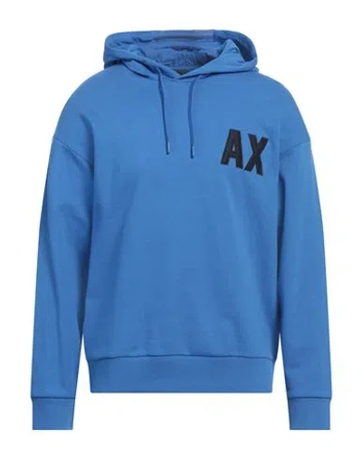 Armani Exchange Man Sweatshirt Azure Size L Cotton, Elastane In Blue