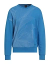 Armani Exchange Man Sweatshirt Azure Size L Cotton, Polyester In Blue
