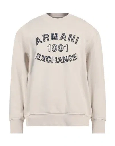 Armani Exchange Man Sweatshirt Beige Size L Cotton, Elastane
