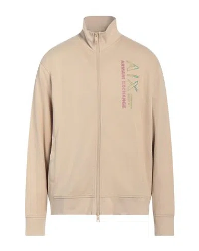 Armani Exchange Man Sweatshirt Beige Size L Cotton, Elastane