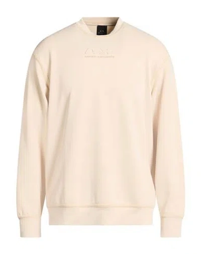 Armani Exchange Man Sweatshirt Beige Size L Modal, Polyester, Elastane In Nude