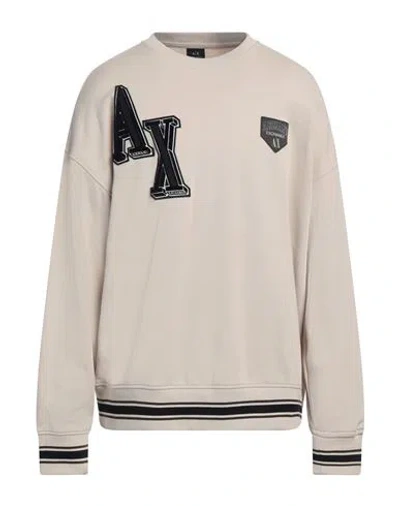 Armani Exchange Man Sweatshirt Beige Size Xxl Cotton, Polyester, Elastane